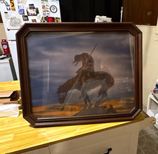Framed Western Art Print, Cowboy on Horseback Landscape - Single Piece picture