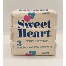 NOS Vintage Sweet Heart Complexion Bar Soap 3 Pack White Heart Shaped 9oz Total picture
