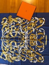 Rare Hermes scarf. Martell Grand National 1995. 90cm. Royal blue. New, original  picture