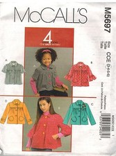 5697 Vintage McCalls Sewing Pattern Girls Loose Fitting Unlined Jackets Easy OOP picture