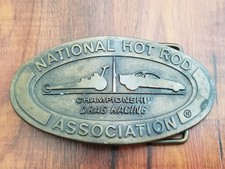 Vintage 1982 NHRA Championship Drag Racing Brass Belt Buckle picture