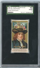 Graded 1888 W Duke Sons Co N76 Great Americans William Penn Card SGC 1 picture
