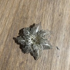 Birks? Beautiful Rare Vintage 925 Silver Filigree Flower Brooch Very Good Read picture