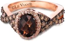 LeVian Ring Smoky Quartz Chocolate Diamonds 1.80 ct  14K Rose Gold Cocktail picture