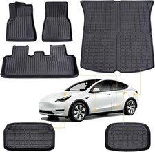 TESLA MODEL Y And 3, High Quality  TPE ALL WEATHER 6 PCS. FLOOR MATS 3D DESIGN picture