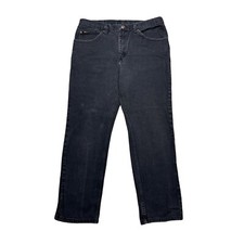 Vintage 90s 00s Lee Black Straight Leg Faded Distressed Denim Jeans 34x30 picture