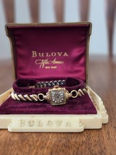 VTG 1940s Bulova Ladies Watch Ruby Diamond Dial Rose Gold Deco W/ 5th Ave Box picture