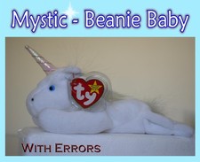 TY ORIGINAL PVC MYSTIC THE UNICORN BEANIE BABY 1993 TUSH TAG 1994 SLIP RARE MINT picture