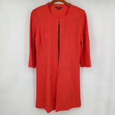 Misook Red Textured Knit Longline Jacket Cardigan 3/4 Sleeve M Quiet Luxury picture