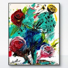 Floral Abstract 11x14 Original Signed Decor Expressionist Fine Art Signed Paper picture