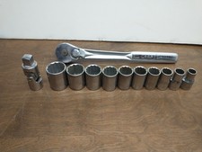 Vintage Craftsman 1/2 Inch 12 Point SAE Socket Set 11 Pieces USA With Ratchet picture