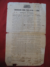 1858 MACAO, China Work Contract Chinese Immigration Colonial Spain Document picture