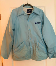 VTG 70-80s Duckster Men Blue Nylon Coach Jacket Snap Front Lined Logo Size M picture