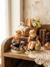 Vintage Enesco Figurines Boy & Girl Set Hummel Style 7