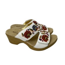 Alegria Linn Sandals Womens Size 7 Wedge Needles And Pins White Embroidered 37 picture
