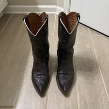 Vintage Nocona Brown Alligator/Leather Cowboy Western Boots Men's 9.5 D picture