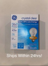 GE Crystal Clear 60W (Uses 43W) A19 Bulbs  (2 Bulbs) picture