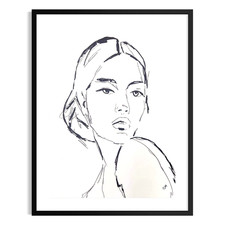 Original Minimalist Portrait 9x12 Abstract Art Black White Home Decor Wall Art picture