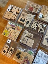 Stampin' Up Wood Mounted Rubber Craft Stamps Lot Floral Holiday Border picture