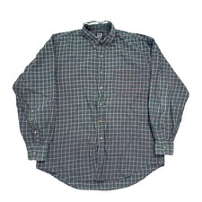Vintage GAP Mens Green Plaid Button Down Shirt Long Sleeve Large Distressed picture