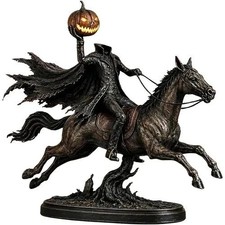 25cm Lighted Headless Horseman Statue Pumpkin Head Halloween Gothic Decor picture
