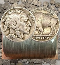 1913-1938 Buffalo Nickels 20-Coin Roll (SHARP FULL Dates) = picture