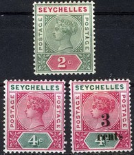 Seychelles  1890 Queen Victoria MH (SC# 1, 4, 22) picture