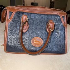 Vintage Dooney & Bourke Red Brown Pebbled-Leather  Handbag Zip Fob picture