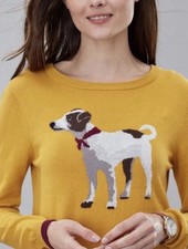 NEW Joules Miranda Terrier Crew Neck Sweater Brown Dog US 2 NEW WITH TAGS picture