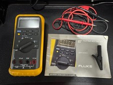 FLUKE 87 TRUE RMS MULTIMETER with manual, probes, alligator clips  picture
