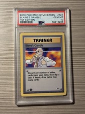 2000 Pokemon Gym Heroes 1st Edition Blaine's Gamble #121 PSA 10 GEM MINT picture