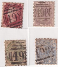 GB QV 4 Stamp Lot Manchester 498 Cancels 1856 6d SG192 Plate 23 picture