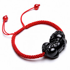 Feng Shui Black Obsidian Pi Xiu /Pi Yao Bracelet Lucky Wealth Protection picture