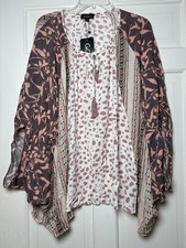 GiGio Oversized Rayon Multicolor Pink Patters Shawl/Blouse Women’s S Boho picture