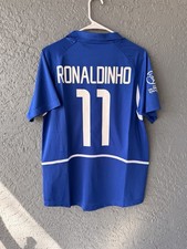 Brazil Ronaldinho Retro Jersey 2002 Blue Size L Fit picture