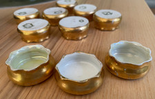9 Antique O&EG Royal Austria Hand Painted Gold Scalloped Salt Cellars 1.5 