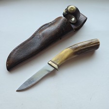 Vintage Gerber USA Model C300B Fixed Blade Knife Crown Stag Brass Guard Sheath picture