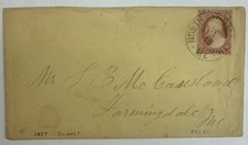 US #11A 1857 3c Wash.Ty II claret, Pos 89L5L,North Monmouth,ME cover; $27.50 SCV picture