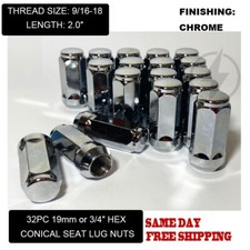32 Chrome Bulge Acorn Lug Nuts XL 2