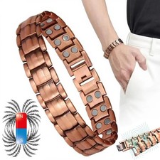 Pulsera magnética de cobre puro para hombres y mujeres Energy Arthritis Pain Va picture