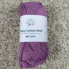 Hobbii Baby Cotton Midi 100% Organic Egyptian Cotton Yarn Color 14 Purple 50g picture