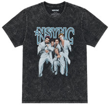 NSYNC Band Photo Black Mineral Wash T-Shirt Y2K 2000s Pop Music Graphic Tee NEW picture