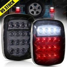 2Pcs For Jeep Wrangler TJ YJ CJ Smoke LED Tail Lights Backup Brake Reverse Lamp picture