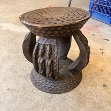 African Dogon Wood Stool Figured Legs Mali picture