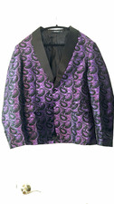 Mage Male Purple & Black Paisley Tuxedo Homecoming Blazer Jacket, Size M Regular picture