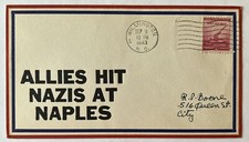 RARE 1943 ALLIES HIT NAZIES AT NAPLES NORTH CAROLINA COVER TO RICHARD BOONE  picture