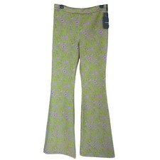 Cynthia Rowley The Bonded Flare Pant Womens 10 Green Purple Floral Retro Mod NWT picture