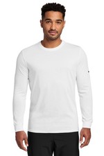 Nike White W/BLACK SWOOSH  Dri-FIT L/S MEDIUM Tee NKBQ5230 Cotton Poly NEW picture
