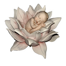 Giuseppe Armani Florence Water Lily Baby Figurine  Italy Baby Lotus 3.5” picture