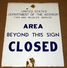 Antique U.S. Fish & Wildlife Porcelain Sign picture